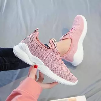 Little White Shoes Women s Shoes New Year s New Mesh Breathable Versatile Summer Thin Hollow Sports Flying Knitting Shoes Spring 35 белый