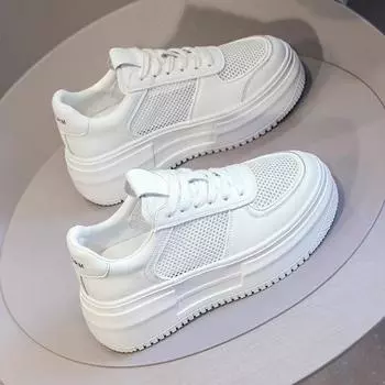 Little white shoes women s shoes spring and summer new mesh breathable hollow casual board shoes thick-soled thin muffin shoes 34