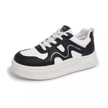 Little white shoes women s spring 2025 new lace-up lightweight and versatile Korean version of board shoes thick-soled heightening sports and leisure 35