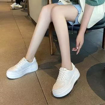 Little White Shoes Women s Spring New Ins Thick Sole Heightening Fashion Versatile Casual Sports Board Shoes Tide 35 белый
