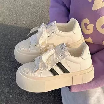 Маленькие белые туфли женские весенние новые студенческие туфли на платформе Shell Head Board Shoes Niche Универсальная повседневная обувь 35 бежевый