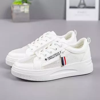 Little white shoes women s summer new mesh shoes breathable mesh versatile thin casual flat spring and autumn sports board shoes women 35