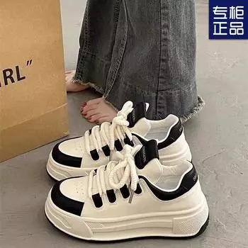 Little white shoes women s thick soles 2024 foreign style spring and autumn super fire increase versatile with skirt explosion sports and leisure b 35 белый
