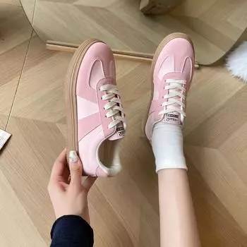 Little white shoes women s thick soles 2024 new spring popular niche casual shoes foreign versatile sports women s board shoes 36 розовый