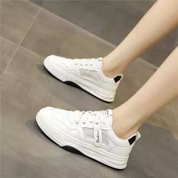 Little white shoes women s versatile mesh breathable flat thick sole 2025 spring and autumn thin new explosive casual dad sports board shoes 35 чёрный