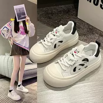 Маленькие белые туфли женские универсальные женские туфли Panda Muffin повседневные туфли на толстой подошве повседневные туфли 35