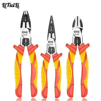 LiTuiLi Изолированные плоскогубцы 8 дюймов Изолированные клещи для зачистки проводов Cr-V Кусачки для проводов Игольчатые диагональные плоскогубцы Инструмент электрика Обжимной кабель