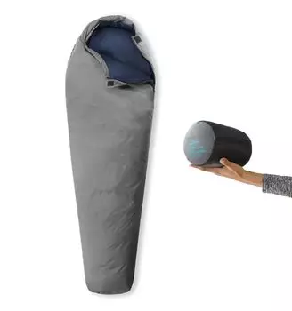Litume Ultra Compact Sleeping Summer и 3 Fill Power Ultra Light и Portable Mummy Sleeping Спальный мешок для рюкзака, сезоны, 700+ пуха, серый