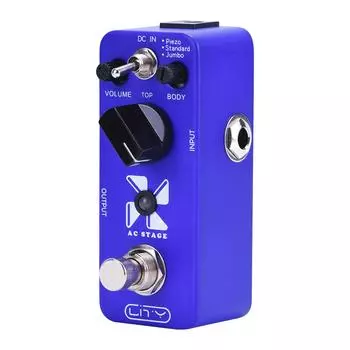 Lity Acoustic Simulator Педаль для гитары AC Stage Mini Pedal 3 режима Piezo/Standard/Jumbo Acoustic синий