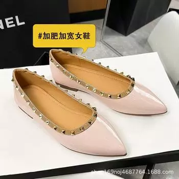 Liuding flat shoes women s single shoes women s fashion shallow mouth soft sole ballet shoes small fragrant wind rivet tip 2025 new 35 чёрный