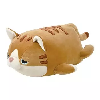 LIV HEART Bolster Cushion Marshmallow Animal Brown Tabby Cat Wheat Length Fluffy Chewy (Total Approx. 27cm) 48926-36