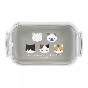 LIV HEART Live Haato Lunch Box Lunch Goods Nemunemu Animals Длина CAT Можно мыть в посудомоечной машине Сделано в Японии (Всего прибл.. 17.5cm) 18111-02