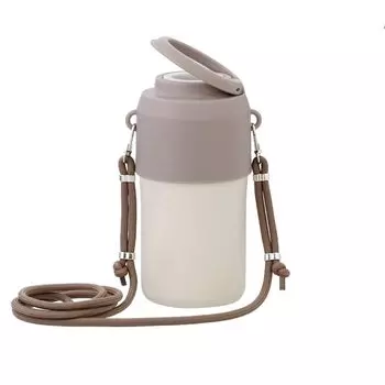 LIV PLUS Plastic Bottle Holder Vacuum Double Structure Shoulder Beige Cold/Thermal 300-650ml NM-371 бежевый