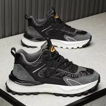 Live 2025 four seasons new ins niche retro sports shoes ice silk breathable outdoor running casual men s shoes 39 чёрный
