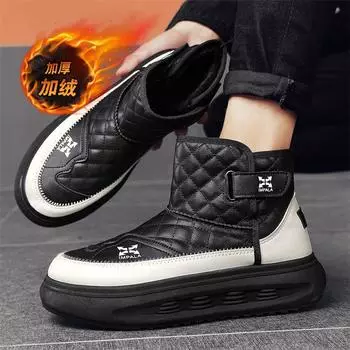 Live autumn and winter snow boots high-top velvet warm leather surface cold-proof casual shoes bread boots outdoor cotton shoes men 39