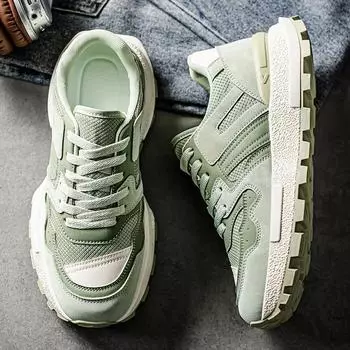 Live broadcast Douyin spring thick-soled heightened suede breathable sports Forrest Gump shoes personalized straps Hong Kong style catwalk men s shoes 39