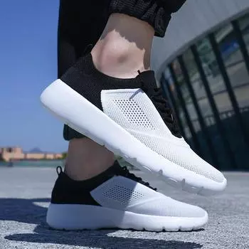 Live broadcast explosion Flying weaving breathable casual sports running shoes Couple mesh foreign trade outdoor work men s four-season tooling shoes 35
