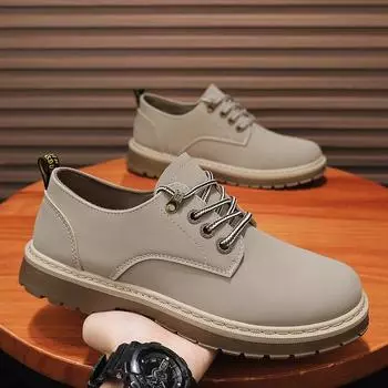 Live broadcast four-season business dress men s casual leather shoes large size foreign trade work shoes retro trend men s Martin boots 39 чёрный