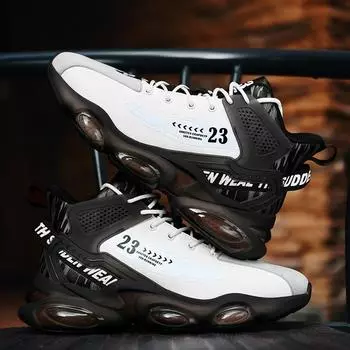 Live broadcast men s shoes autumn and winter basketball running sports shoes leather dad shoes trend high-top casual coconut shoes 39