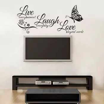 Live Love Wall Stickers English Letters Butterfly Pattern PVC Wall Decal Sticker