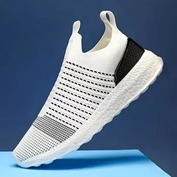 Live men s shoes one pedal lazy sports shoes lightweight large size fly-woven mesh casual sports shoes 39 белый