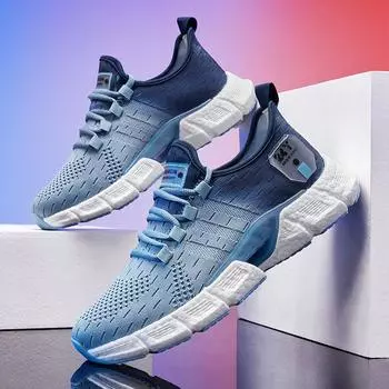 Live popcorn men s shoes 2024 new summer mesh fly-woven mesh shoes casual men s running sports shoes 37