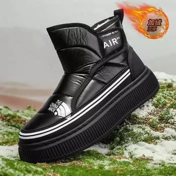 Live stream winter velvet thickened warm down cloth cotton shoes platform outdoor men s shoes medium top Martin boots snow boots 39