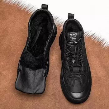 Live stream winter velvet thickened warm down cloth cotton shoes outdoor men s shoes medium help Martin boots trendy tooling shoes 39 чёрный
