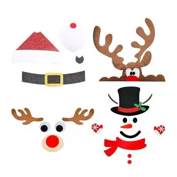 Lively Holiday Captured in Our Charming Elf Design Fabric Sticker Set Elk horns style