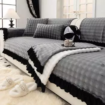 Living Home Нескользящие подушки для дивана Чехлы для дивана Зимние фланелевые чехлы Толстые теплые коврики для дивана Funda 70X70