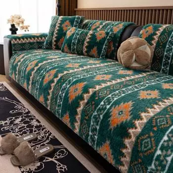 Living Home Нескользящие подушки для дивана в этническом стиле Чехлы для дивана Зимние чехлы для дивана в стиле «Богемия» Флисовые теплые коврики для дивана Кемпинговый коврик 70X70