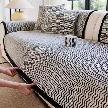 Living Home Non-slip Sofa Cushion Couch Sofa Covers Winter Chenille Wavy Grain Slipcover Funda Sofa Mats 70X70