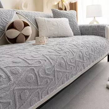 Living Home Non-slip Sofa Cushion Couch Sofa Covers Winter Shu Velveteen Slipcover Thick Furry Sofa Mats 70X70