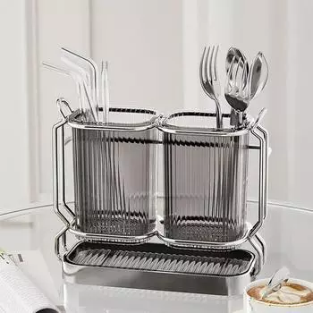 Living Sympathy Homes Me Дренажный контейнер для столовых приборов Органайзер для столовых приборов Держатель для столовых приборов, 1 предмет, темно-серый, популярная корейская посуда