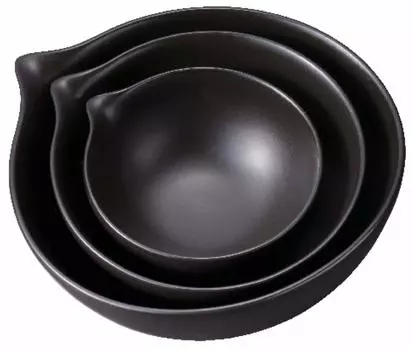 LIVING TALK Medium Bowl Black Bowl Set of 3 TKP404BK W14.5xD13.5xH6cm Single-mouth
