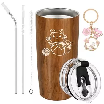 Livole Cat Birthday Thermal включает в себя брелок Cat Lover, в комплекте стакан, товары, подарок, милый, подарок, женщины, мужчины, изоляция, крышка,