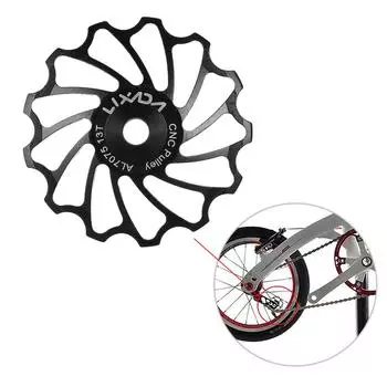 Lixada 2 шт. керамический шкив для шоссейного велосипеда MTB 7075, направляющая заднего переключателя из алюминиевого сплава, керамика для велоспорта 11T чёрный