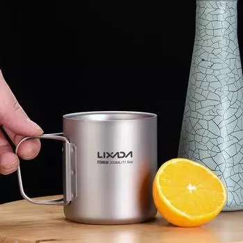 Lixada 330 мл титановая чашка для воды с двойными стенками, кружка для кофе, чая для дома, кемпинга, пешего туризма With handles
