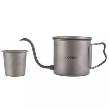 LIXADA Titanium Coffee Pot Titanium Kettle Kettle with Spout 400ml Folding Handle Water Kettle with Lid Gooseneck Coffee Pot