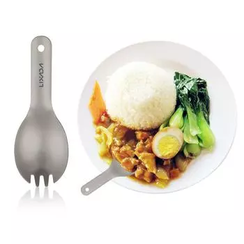 Lixada Титановая Spork с короткой ручкой Сверхлегкая детская детская Spork Столовые приборы для кемпинга и пикника на открытом воздухе Spork