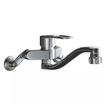 LIXIL INAX кухонный настенный смеситель с одним рычагом, эко-ручка, точечный душ, 220 мм, восходящая сливная труба с кухонным душем RSF-863YB серебряный