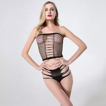 Liye Сексуальное женское белье: Женская сетчатая пижама больших размеров с открытой спиной и прозрачным дизайном. One Size (Simple Packaging)