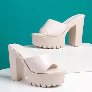 Liyke/черные, белые шлепанцы на высоком каблуке в стиле панк для женщин, нескользящие сандалии на платформе с толстой подошвой, женская летняя обувь 42 зелёный
