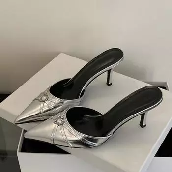 Liyke Модные женские туфли-лодочки с кристаллами и пряжкой, элегантные туфли-лодочки с острым носком, женские мюли, тонкие туфли на низком каблуке, сандалии 35