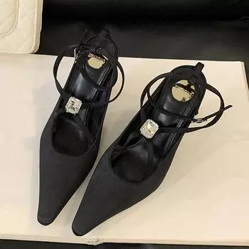 Liyke Fashion Design Crystal Diamond Узкие женские туфли-лодочки Шелковые остроносые черные туфли на высоком каблуке Туфли для вечеринки Zapatos Mujer 35