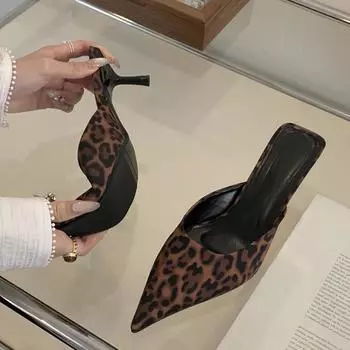 Liyke леопардовый принт женские туфли-лодочки тапочки сандалии элегантные остроносые туфли на низком тонком каблуке мюли Sildes летняя мода вечерние выпускные туфли 35