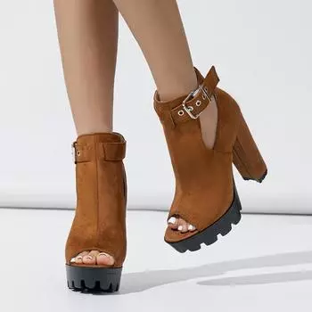 Liyke Летние ботинки в стиле панк с открытым носком и открытым носком, сандалии женские, с пряжкой на платформе, на высоком каблуке, танцевальная обувь, размер 42 35