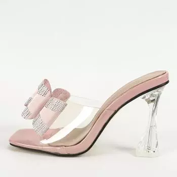 Liyke Летние прозрачные туфли на высоком каблуке из плексигласа, сексуальные уличные туфли для женщин с квадратным носком, дизайнерские сандалии с бантом из кристаллов 35
