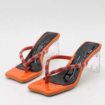 Liyke Летние уличные пляжные вечерние тапочки со стразами сандалии прозрачные хрустальные необычные каблуки шлепанцы женские шлепанцы 36