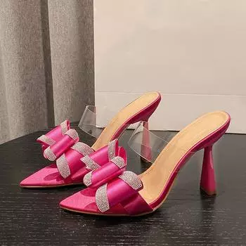 Liyke летние женские туфли на тонком высоком каблуке 10 см, современные тапочки, сандалии, модные туфли с открытым носком и кристаллами, с острым носком и открытым носком 35